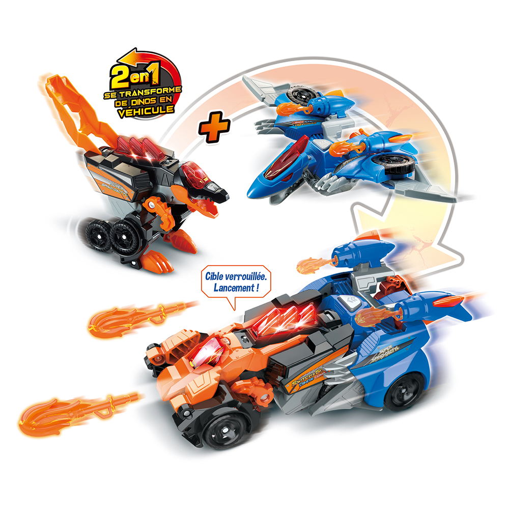 Petits switch et go dinos 1'click, vehicules-garages