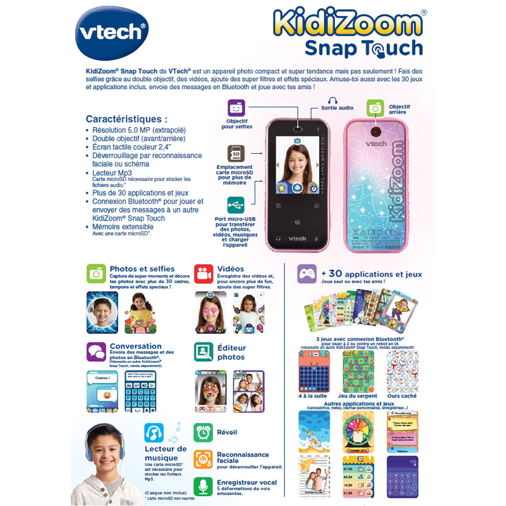 VTECH Kidizoom Snap Touch rose. - VTech