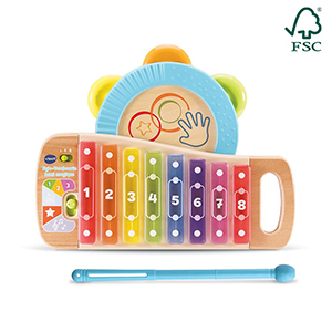 VTech - Jouet en bois - Xylo-Tambourin lumi magique