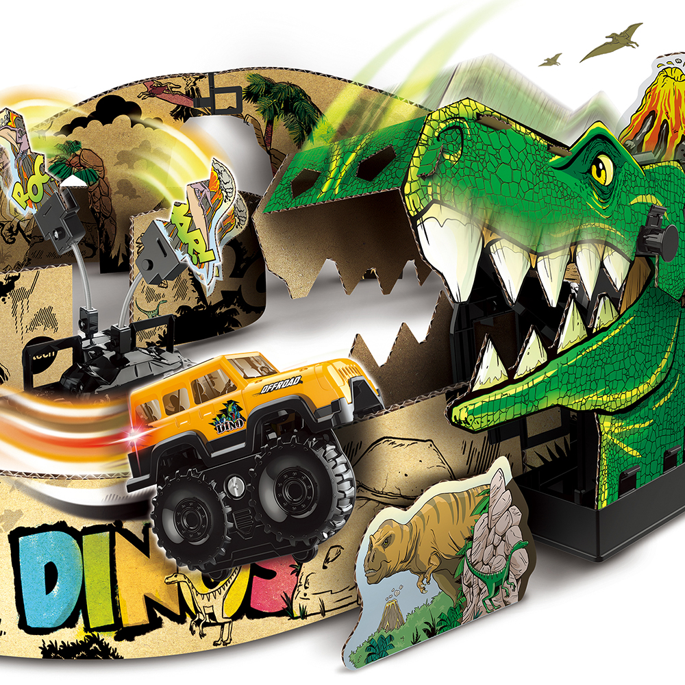 VTech - Circuit voiture cartonné - Dino Adventure Car-Board Racers