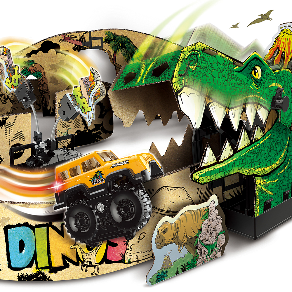 Circuit shop voiture dinosaure